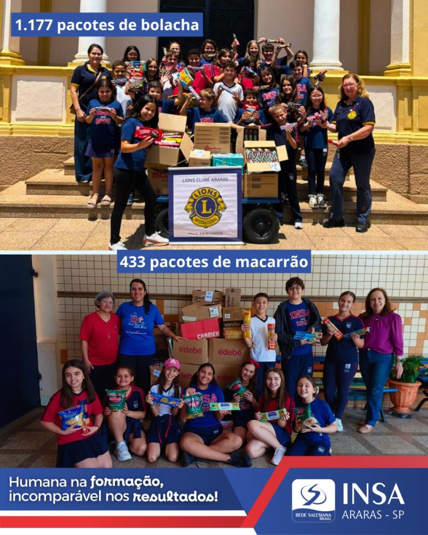 Estudantes do 1º ao 5º Ano do INSA Araras promovem gesto solidário durante o AgitaINSA 